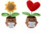 KBIBCK Emotional Support Plant, 2 PCS Knitted Flower with Positive Card, 15 cm Handmade Knitted Emotional Support, Positive Plant Crochet, Emotional Support Gift Sunflower & Red Heart for Lover Family