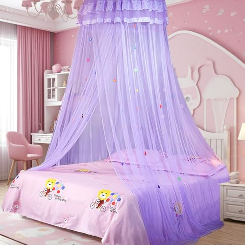 Voici et Voila Grand Ciel de Lit Fille Moustiquaire Princesse Lit Ciel de Lit Adulte Rose Moustiquaire Lit Décoration Fille Chambre Princesse Tente Ciel Lit Bébé