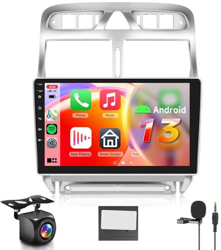 【2+64G】 Hodozzy Carplay Radio Coche para Peugeot 307 2002-2013 con Canbus, Android Radio Coche 9 Pulgada Touchscreen con Android Auto/DSP/WiFi/GPS/RDS/FM/Bluetooth/USB