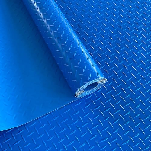 TRAGLO Garage Floor Mat 1.5mm Thickness PVC Garage Flooring Roll Anti-Slip Parking Protector Mat for Under Car, RV Trailer, Workshop, Golf Cart(Blue,1.2x8m)