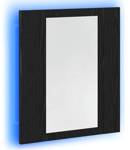 vidaXL LED Badezimmerspiegelschrank Eiche Schwarz 40x12x45 cm Holzwerkstoff