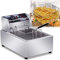 WQZzjm Friggitrice elettrica Professionale, Serbatoio Olio Singolo da 10 Litri, Controllo Temperatura Regolabile, con Maniglia di Sicurezza e oblò, Rivestimento Antiaderente in Acciaio Inox, Argento