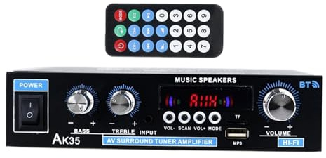 -Stereo-Verstärker | FM-Radio für Kino-Lautsprecher | Multimodus Surround System mit Wireless Karaoke für Kino Garage Wohnzimmer Mikrofon