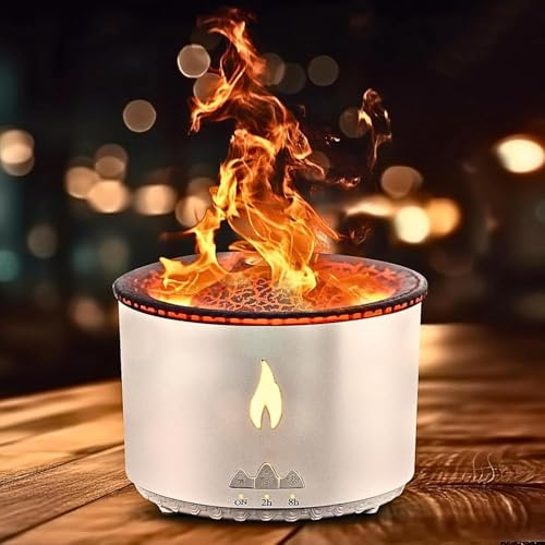 Trsaow 360 ml Vulkan Luftbefeuchter - Schaffen Sie eine immersive Atmosphäre mit Quallen- oder Flammen-Nebel | 360ml Aromadiffusor mit Beruhigendem Nachtlicht für Home & Office