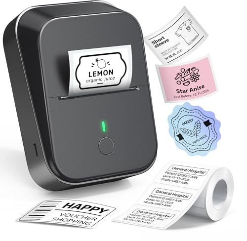 ETIKEZ PM260 Etikettendrucker, Smart AI APP, 2 Zoll Bluetooth Beschriftungsgerät, größeres Etikett, tragbarer tintenloser Aufkleberdrucker mit Vorlagen für Büro, Schule, Küche, Schwarz