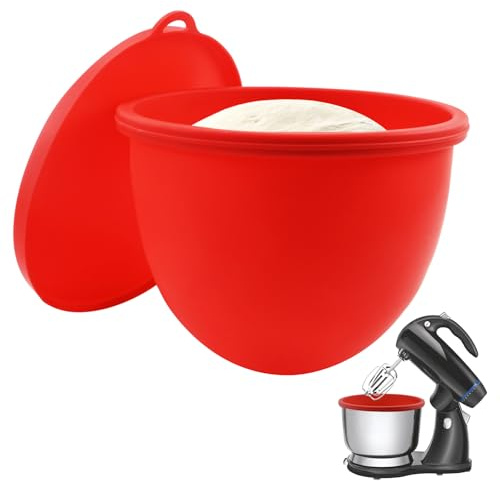 Verdickte Silikoneinsatz mit Deckel für KitchenAid Rührschüssel 5-Quart | 4,8 L Lebensmittelechter Silikon-Schüsseleinlagen Kompatibel mit Kitchen Aid Artisan, für Rühren, Kühlen, Gären & Aufbewahren