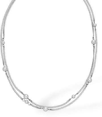 Purelei Sea Gleam Kette – Feine Halskette mit Muschelperlen in zwei Größen – Edelstahl (Gold 14K vergoldet/Silber/Roségold 18K) – 40–45 cm elegante Perlenkette für Damen (Silver)