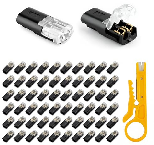 60 Stk Kabel Steckverbinder 2 Polig Klein,Kabelverbinder KFZ Kabelverbinder | 2 Polig Stecker, Kabel Steckverbinder Stecker,Kabel Schnellverbinder für Auto KFZ LKW