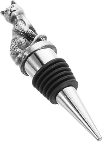 BESPORTBLE Cat Wine Bottle Stopper Zinc Alloy Reusable Wine Saver Sealing Stopper for Standard Bottles Leakproof Decorative Animal for Home Bar and Party