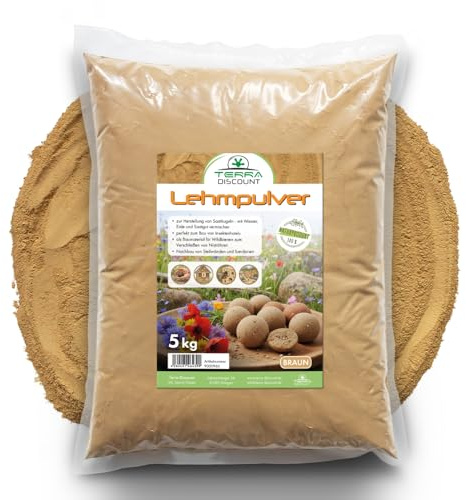 Lehmpulver 5 kg – Natur Lehm für Seedballs, Insektenhotel & DIY Bauprojekte – Feines Tonpulver für Gartenprojekte (Braun)