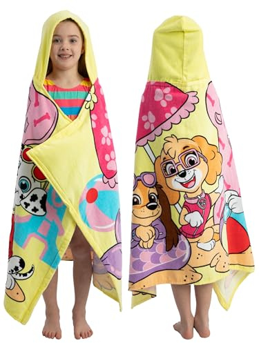 PAW PATROL Handtuch, Kinderbademantel Mädchen, Badeponcho Kinder Badetuch Für Pool, Strand und Bad, Gelb, One Size