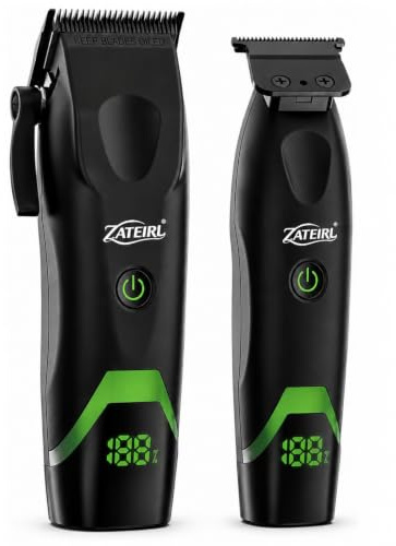 Tondeuse à cheveux professionnelle sans fil avec lames de précision, chargement USB, lot de peignes de guidage, pour homme et femme, noir