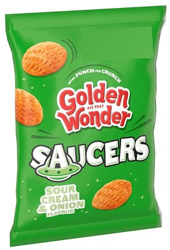 Sour Cream & Onion Flavour Potato & Rice Snacks, Crunchy Saucers, No Artificial Colours or Preservatives, 40g, Pack of 18