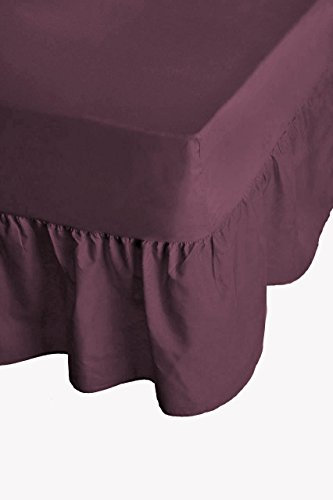 Gaveno Cavailia Luxury Non-Iron PERCALE VALANCE Sheet, Poly-Cotton, Berry , Double