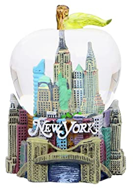 Zizo Schneekugel NYC Landmark in der Form des Big Apple auf einem Embossed Handgemalte NYC Skyline Basis