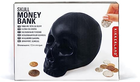 Kikkerland PB16 Spardose, Keramik, Schwarz, 17.3 x 12 x 12.5 cm