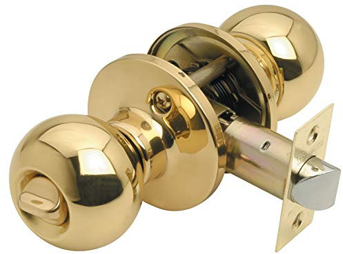 Excel Architectural Privacy Bala Knobset with Adjustable Latch, Satinless Steel, Polished Brass