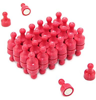 Pink Skittle Magnet for Fridge, Office, Whiteboard, Noticeboard, Filing Cabinet - 12mm dia x 21mm tall - Pack of 48