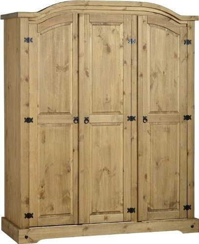 Corona 3 Door Wardrobe in Distressed Waxed Pine