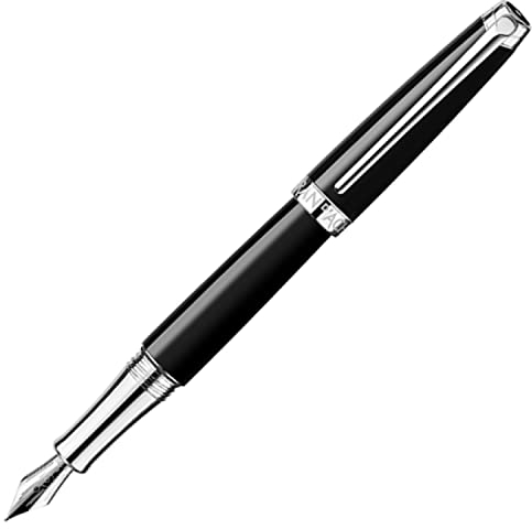 Caran d'Ache Leman Füllfederhalter in der Farbe: Ebenholzschwarz, versilbert/rhodiniert, Federgröße: B, Länge: 141 mm & Durchmesser: 13.7 mm, 4799.792