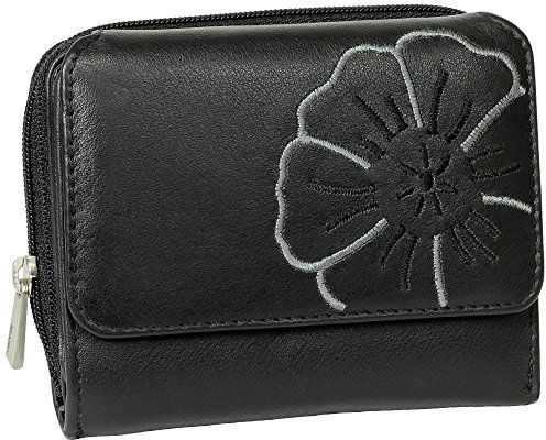 Branco Leder Geldbörse Portemonnaie Damenbörse Damen Geldbeutel Schwarz