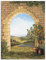 ARTland Wanddeko Wandbild Alu für Innen & Outdoor Metall Bild 90x120 cm Fensterblick Toskana Landschaft Italien Natur Malerei Torbogen Felder T4CJ