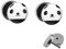 Treuheld® | Set - Panda - 2 Ohrstecker zum Schrauben - SCHWARZ-WEIßE Bär Fake Plugs - Ø 10mm - Ohrringe Fakeplug - Silber Ohrring in Schwarz-Weiß mit Bärchen - Chirurgenstahl Faketunnel