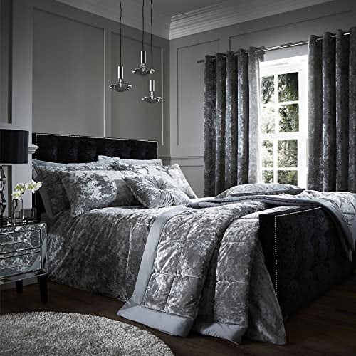 Catherine Lansfield Crushed Velvet Double Duvet Set Silver