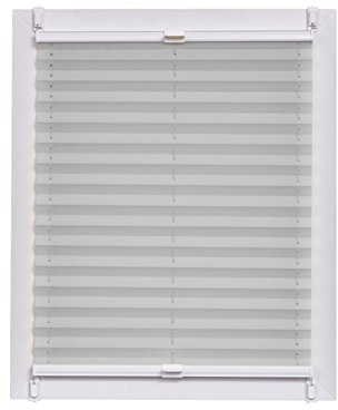 Sunlines Plissee Made in Germany, Tageslicht, Crepes Uni Klemmfix, Weisse Schiene, Stoff, Grau, 120 x 2.3 x 150 cm, 1 Einheiten