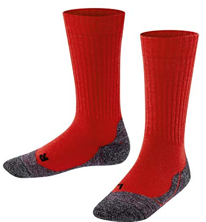 FALKE Unisex Kinder Socken Active Warm K SO Wolle Funktionsmaterial dick atmungsaktiv 1 Paar, Rot (Fire 8150), 23-26