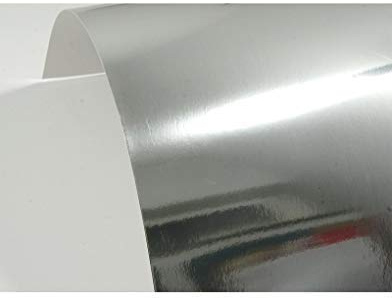 Netuno 50x Spiegelkarton Silber einseitig bedruckt DIN A4 21 x 29,7 cm 300g Mirror Silver Spiegelpapier zum Basteln Effekt-Karton Bastelkarton Pappe