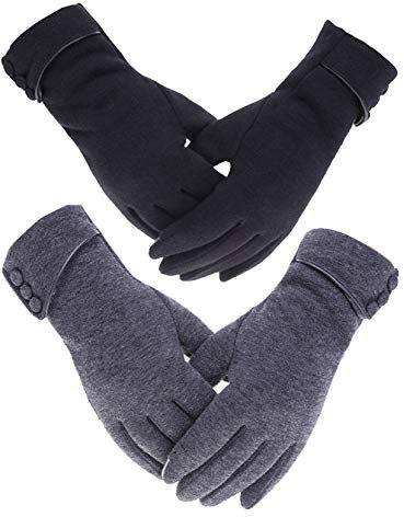 Outrip Womens Lady Winter Warm Gloves Touch Screen Phone Windproof Lined Thick Gloves (BlackGray)