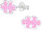 Girls Pink Jigsaw Puzzle Glittery Sterling Silver Stud Earrings 9mm