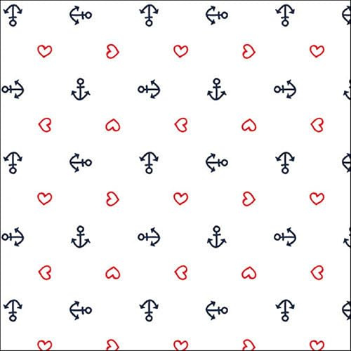 Ambiente Serviette Lunch - Anchor Heart white - Anker/Herz weiß 33x33cm 20Stk/Packung