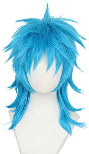 Linfairy Womens Game Perücken Kostüm Halloween Cosplay Perücken für Männer (kurzblau)