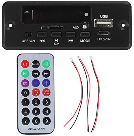 Carte de décodeur MP3, carte de décodeur MP3 Bluetooth, module de lecteur d'amplificateur d'affichage numérique, fournitures noires 2x3W, prise en charge des cartes MMC/carte mémoire/cartes MMA, inter