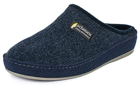 SCHAWOS Herren Filz-Pantoffel 6030 atmungsaktiv mit Filzschale | Atmungsaktiver Ganzjahres-Hausschuh mit Filzschale, anatomischem Fußbett und fester, rutschhemmender Sohle