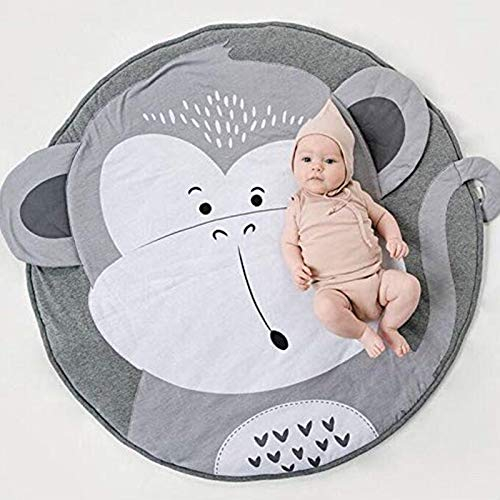 KIKOM Baby Krabbeldecke Cartoon Tier Baby Spielmatte Spieldecke Baumwolle Weiche Schlafteppich für Baby Kinder 90CM (Affe)