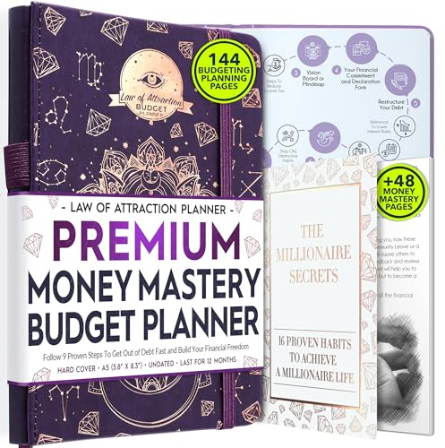 Law of Attraction Budget & Wealth Planner - A 12 Month Journey to Financial Freedom (Undated, Purple Moonflower)