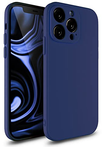 Etuano Compatible with iPhone 13 Pro Max Silicone Mobile Phone Case with Camera Protection Microfibre Protective Case (Blue)