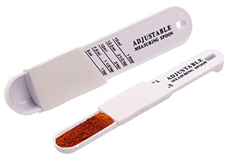 zymay Set di 2 cucchiai dosatori Regolabili | Cucchiaio dosatore per Zucchero a Velo, Cucchiaio dosatore per misurare ingredienti secchi e liquidi