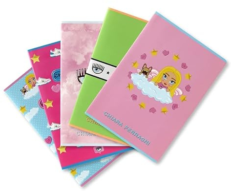 Pigna Maxi Chiara Ferragni x Zapfen, f.to A4, Packung 5 Stück, Fantasy A Mix, 5M, quadrettato 5 mm., 02321475M