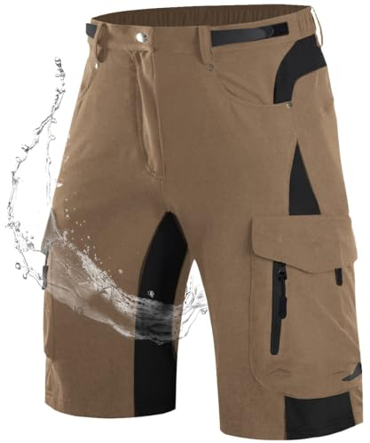 Wespornow Kurze Hosen Herren Cargo Shorts Herren mit 6 Taschen Arbeitshosen Männer Kurz Bermuda Wanderhose Fahrradhose Cargohose Chino Stretch Sommer Wandershorts MTB Hose (Khaki, XXL)