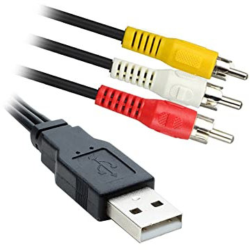 Bolwins G53S USB auf 3 RCA Adapterkabel, 30cm - USB 2.0 auf 3 RCA Stecker für Audio, Video, AV Composite - Kompatibel mit Fernseher, TV Box, HDD Player und PCs