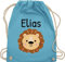 Turnbeutel Rucksack - Löwen - Süßer Löwe - Kindergarten Kita - Unisize - Hellblau - stoffbeutel name personalisierte kindergartentasche löwenmotiv lowe beutel kindergartenrucksack
