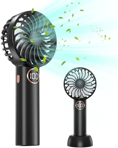 AOSTOK Ventilador de Mano, Ventilador Portatil USB, 5 velocidades Pequeño ventilador con 4000mAh Baterie, Mini Ventilador Silencioso para Compras, Oficina, Clase, Viajes, Exterior