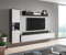 MINIO go for it - Wohnwand Parma, 3-Teilig Set, Hängend oder Stehend, mit LED Beleuchtung, Highboard, Lowboard, Wandboard, Laminierte Spannplatte, Farbe: Graphit Matera/Weiß Hochglanz
