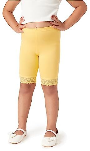 Merry Style Mädchen Kurze Leggings mit Spitze Mädchen Leggings aus Viskose MS10-434 (Gelb, 110)