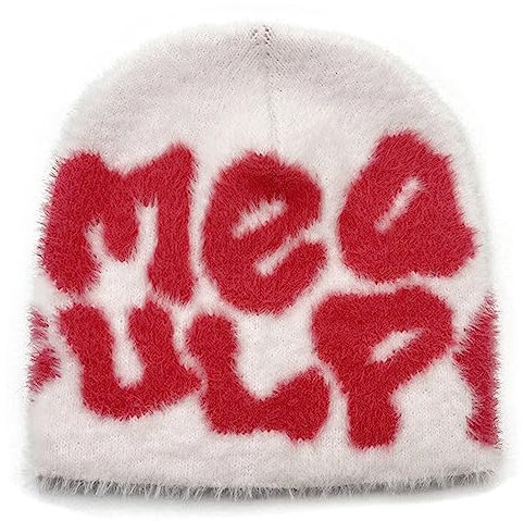 Y2K Mea Culpa Flauschige Beanie für Damen Strickmütze Winter Warme Beanies Unisex Skimützen, Farbe 3, Einheitsgröße