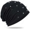 Unisex Nieten-Beanie-Mütze, Punk-Rock, Hiphop-Nieten, Gothic-Totenkopf-Kappe, Winter, warme Beanie-Mütze für Männer und Frauen, Paar-Beanie-Mütze, schwarz, Schwarz, Einheitsgröße
